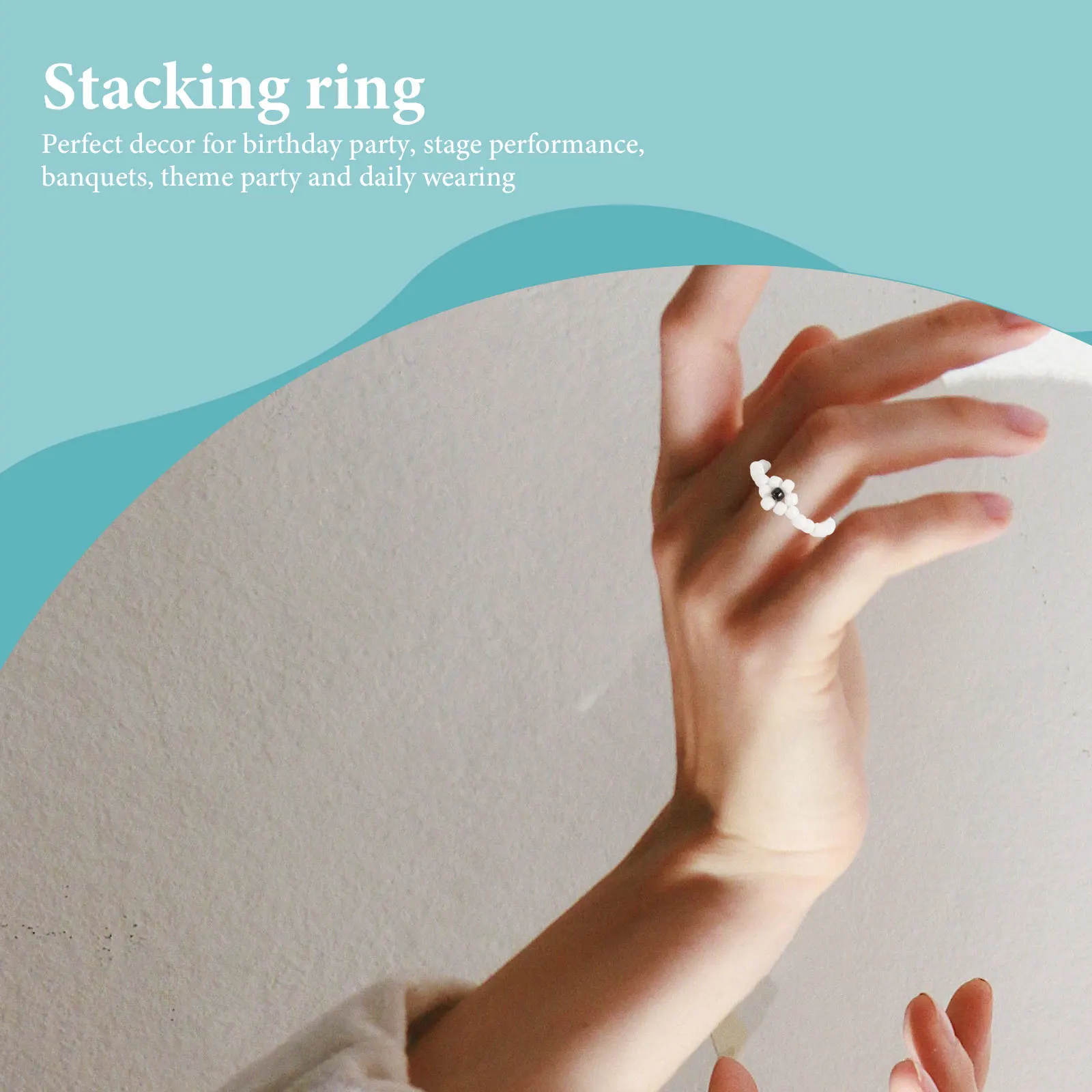 

10Pcs Beaded Flower Rings Colorful Cute Rings for Kids Party Birthday Jewelry Set Beaded Jewelry Ring for Kids