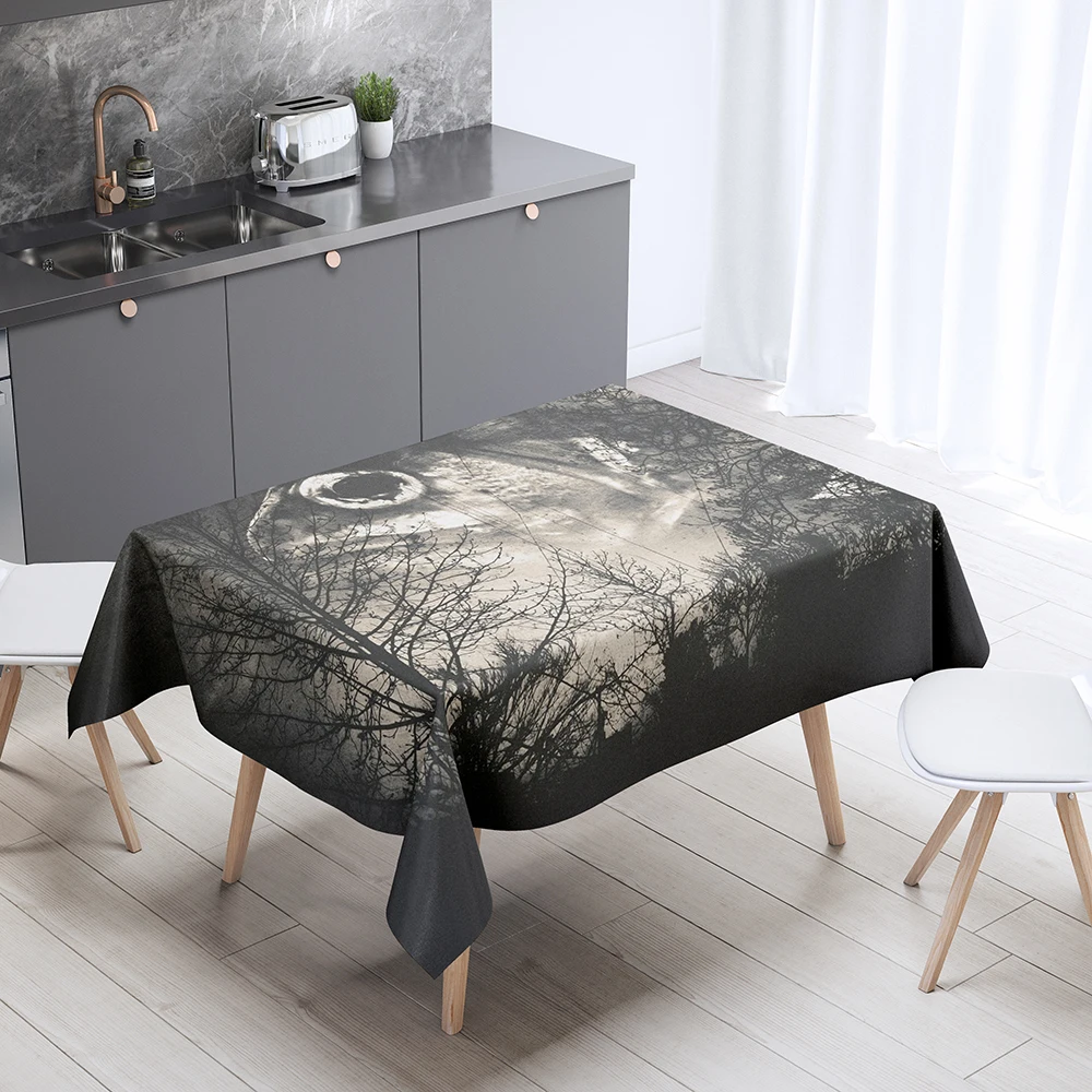 Halloween horror pumpkin print tablecloth for home decoration gatherings rectangular anti fouling and dustproof 