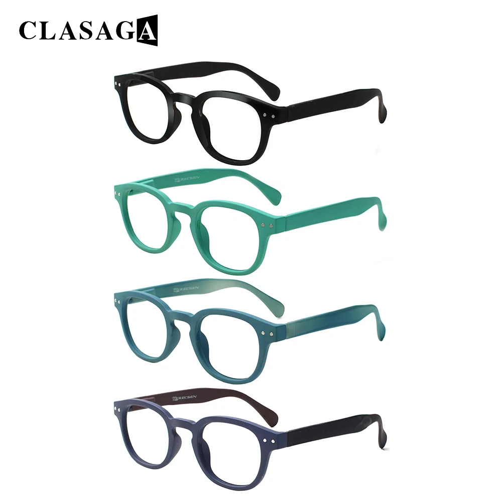 

CLASAGA Reading Glasses Spring Hinges Men Women Classic Ultra Light Rectangular Frames HD Lenses Prescription Glasses