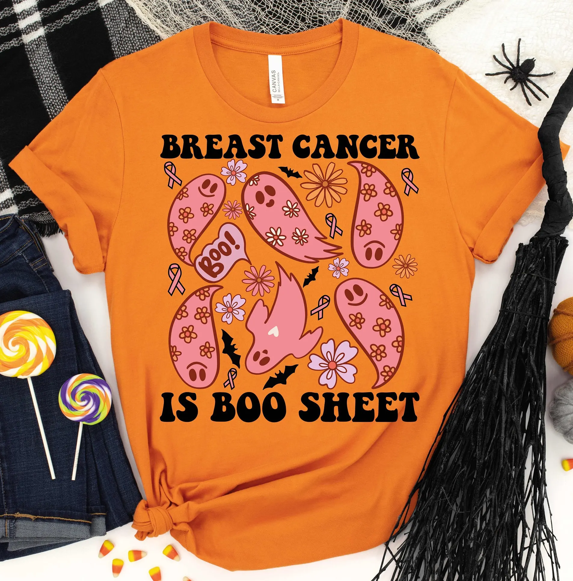 Breast Cancer Awareness T Shirt Survivor Brest Support Pink Ribbon Halloween