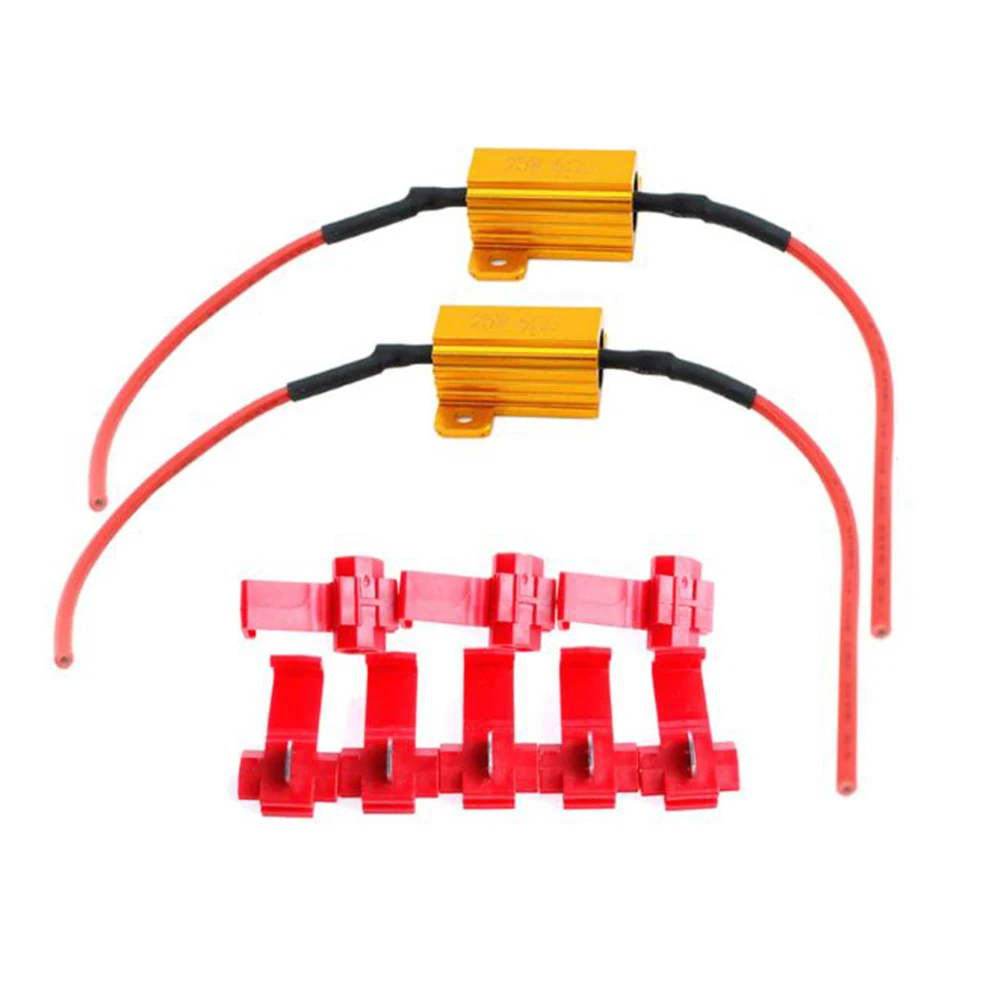 

2 шт. антимигающий декодер сопротивления 6 Ом 25 Вт светодиодный вспышка контроллеры указателей поворота водонепроницаемый для сигнальной лампы заднего хода