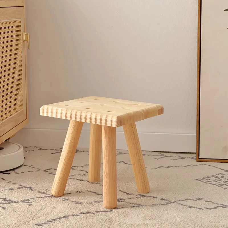 Solid Wood Cookie Stools Children Small Bench Modern Simple Removable Creative Living Room Low Stool Household Adult Shoe Change