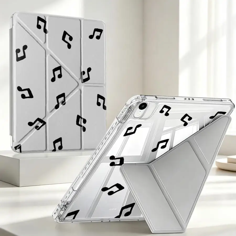 Music Notes With Pen Slot Cover Tablet Case For iPad Pro 13 2025 2026 10th Gen Air 8 M2 M3 3 12th Mini 7 6 5 9th 11th