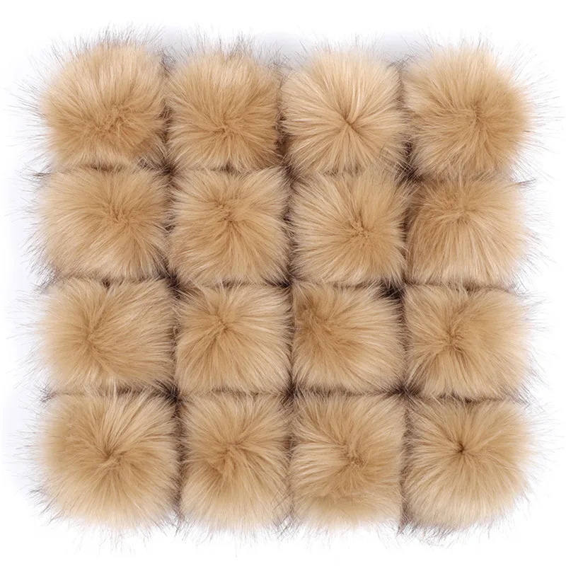 6pcs 8cm DIY Hairball Hat Fur PomPom Fake Fox Fur Pom Pom Balls With Rubber Band Buttons Handmade Knit Clothing Hat Accessories