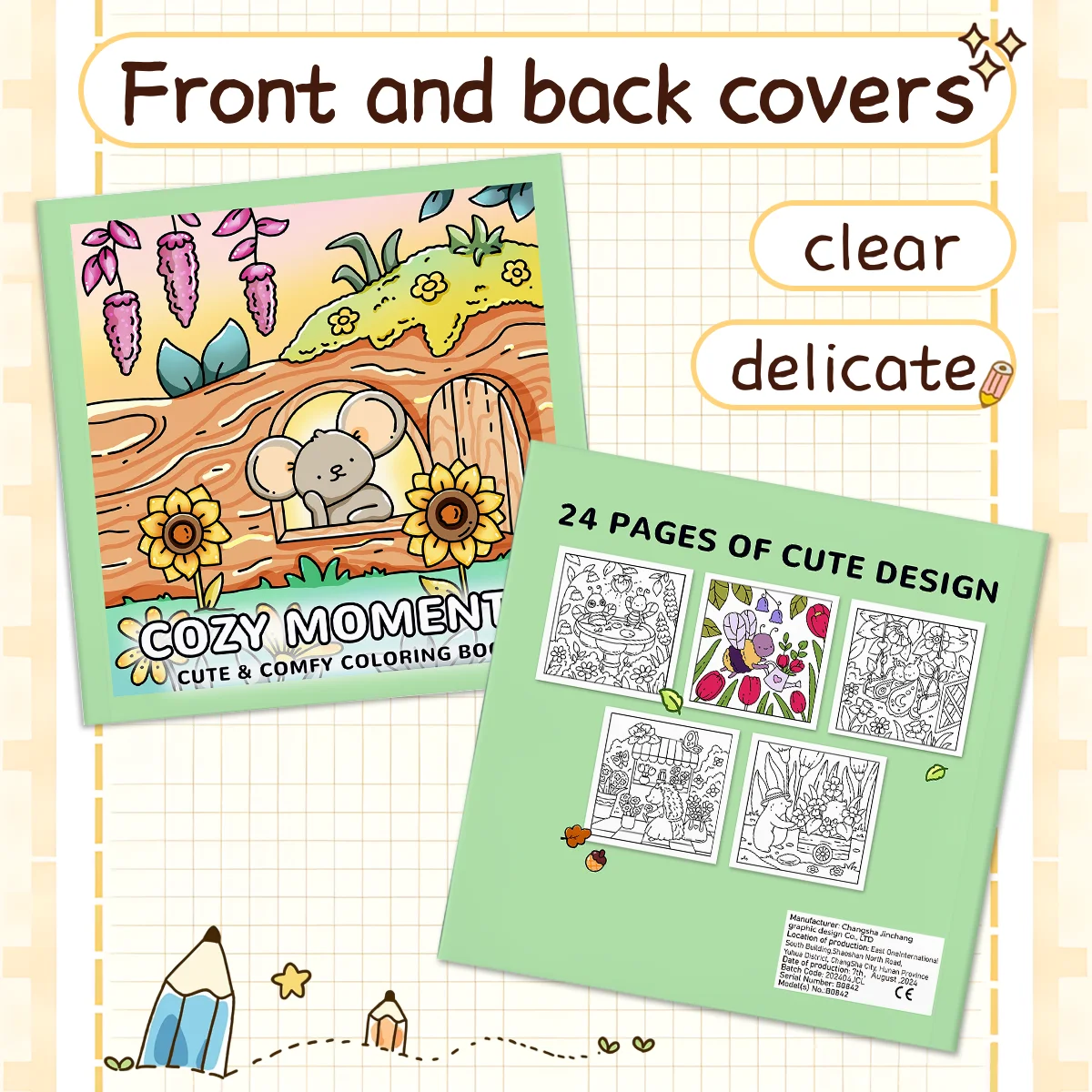 COZY MOMENTS Bold-Easyรูปแบบสมุดระบายสีสําหรับผู้ใหญ่สมุดวาดภาพน่ารักของขวัญภาพวาดที่สมบูรณ์แบบสําหรับงานปาร์ตี้และวันเกิด