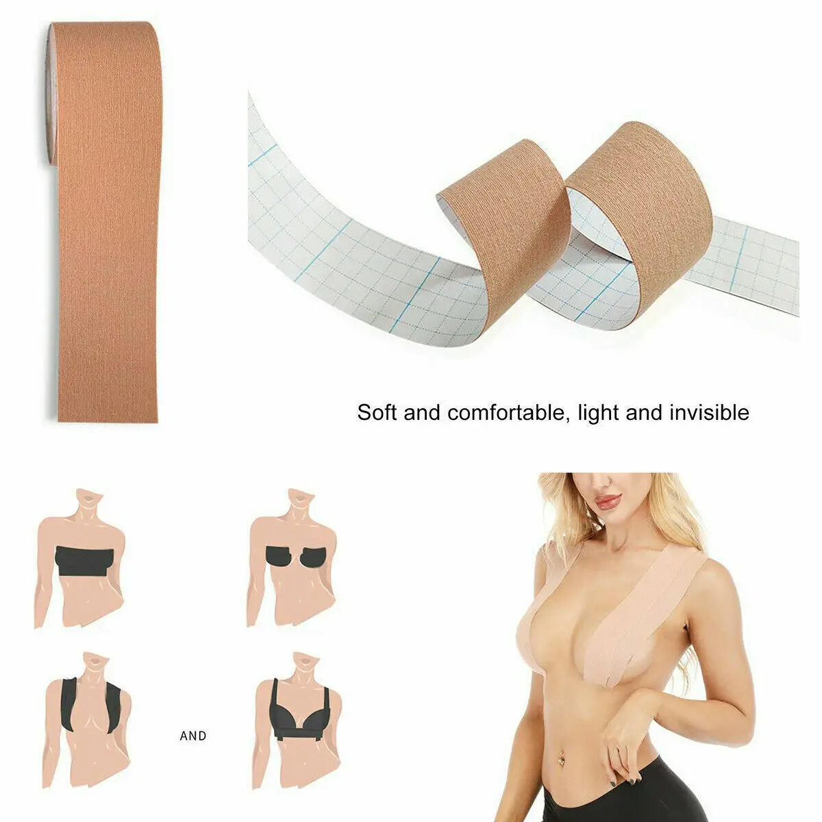 Invisible Bra Boob Anti-Glare Tape Nipple Cover Breast Lift Patch Push Up Sticky Bra Anti-Sweat Gather Chest Patch Summer Use