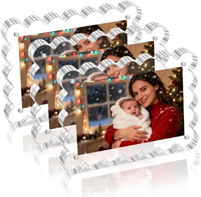 

3 Sets 4x6inch Acrylic Picture Frame Strong Magnetic Picture Frames Double Sided Clear Picture Frames with Microfiber, 10+10mm T