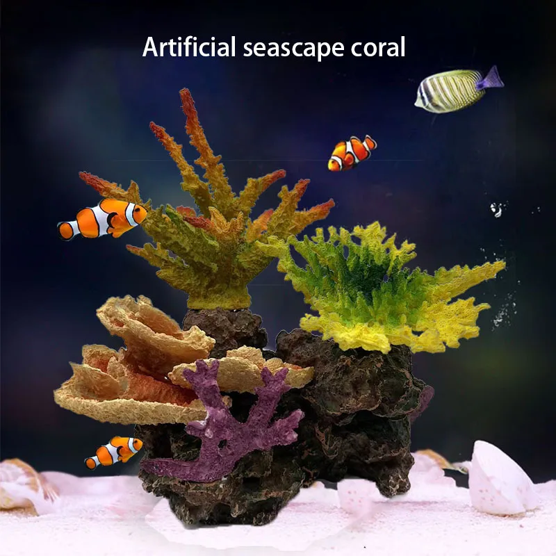 30CM Large Artificial Coral Fish Tank Decorations Aquarium Decor Sea Plants Ornaments for Turtle Betta Goldfish Crab Shrimp