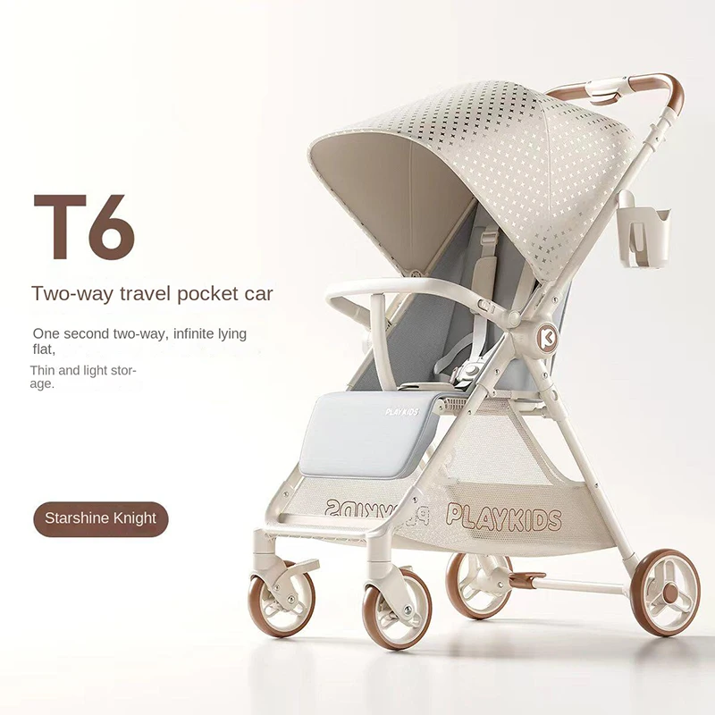 

Детская коляска Brand K5/T6: легкая, складная, с возможностью сидения и лежания, двусторонняя, с карманом для хранения.