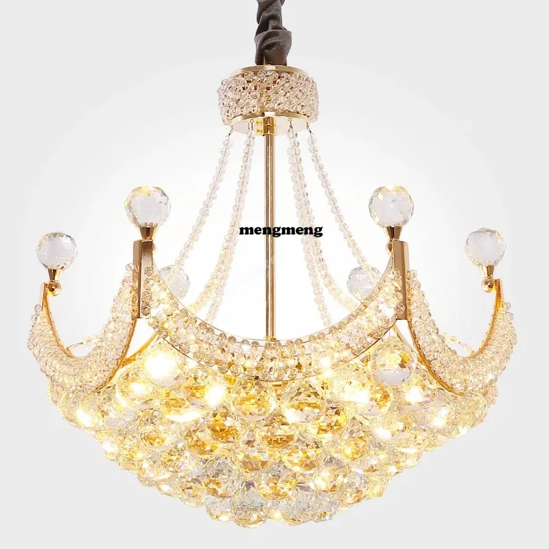

Роскошная хрустальная люстра для гостиной в европейском стиле, хромированная, золотистая, для лестницы, светодиодная потолочная подсветка, скандинавский дизайн