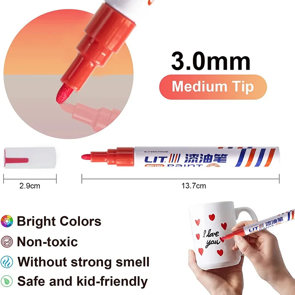 3mm 10p Colorful 8 Colors Permanent Paint Marker Waterproof White Markers tire tread rubber fabric Paint metal Paint Marker Pens image 5