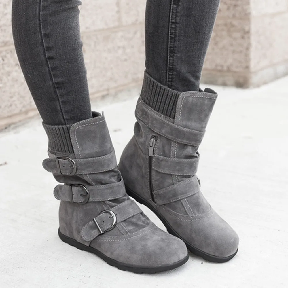 Wide Calf Boots for Women Size 11w Wedge Boots for Women Knee High Wide Calf Boots for Women Wide Calf Heels Buckle Lace Knitted