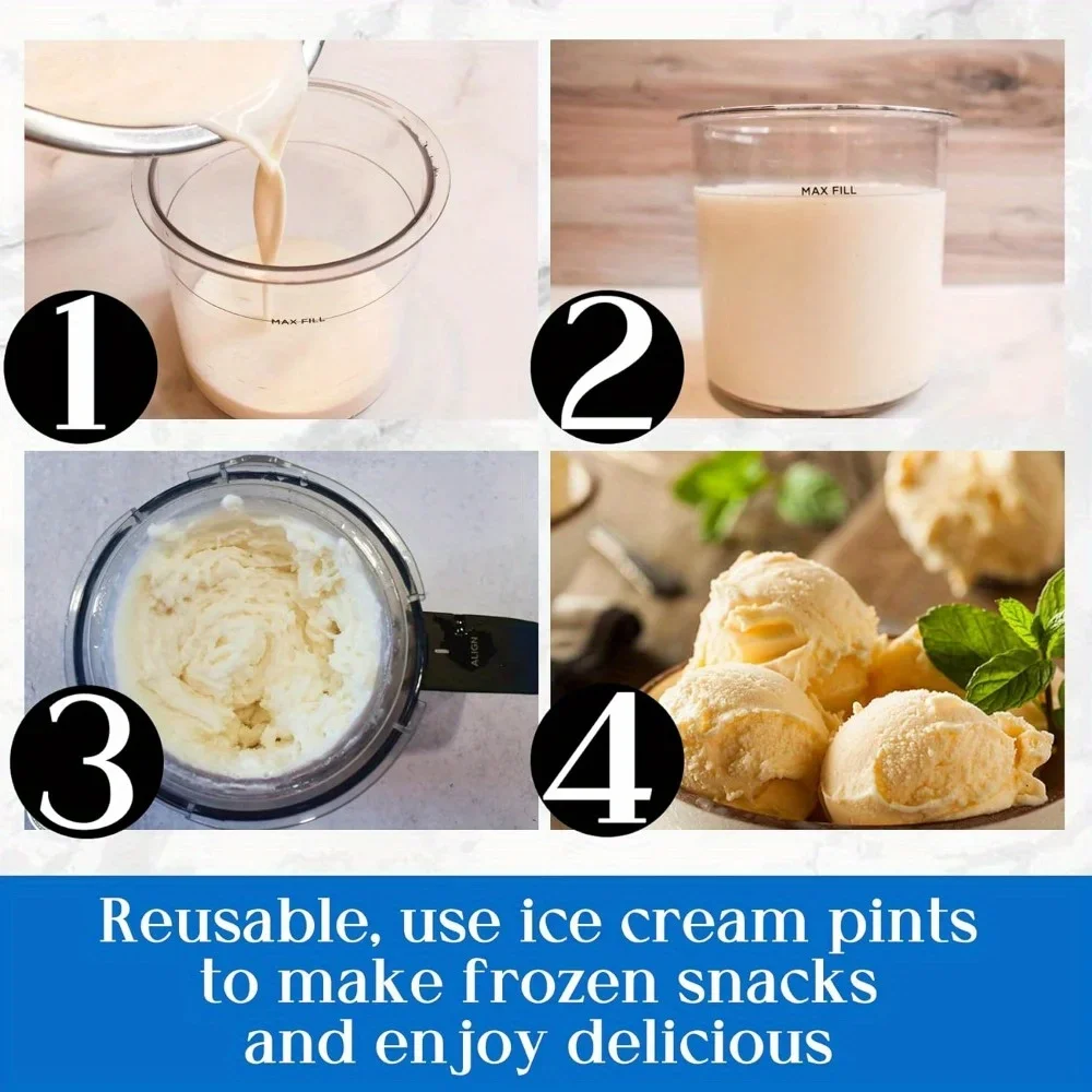 Creami Pints and Lids for Ninja - 4 pack Creamy Icecream Containers Cups Jars Tubs Canisters Set, Smoothie Pot Compatible image 5
