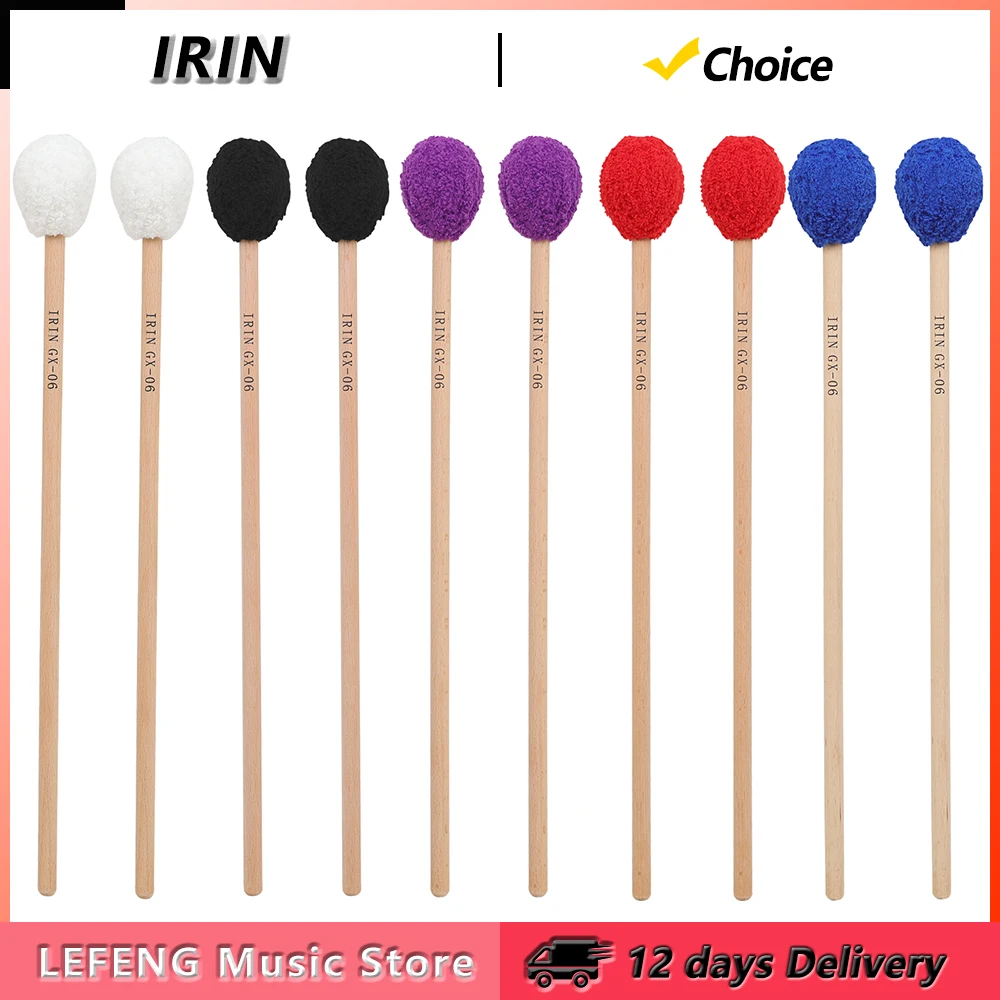 IRIN GX-06 Marimba Mallets 1 Pair Beech Wood Handle Cashmere Head Marimba Xylophone Stick Percussion Instrument Accessories