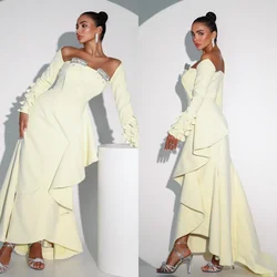 Customized Unisex Modern Style Jersey Rhinestone Pleat Ruched A-line Off-the-shoulder Long Dresses Bespoke Occasion Dresses Clas