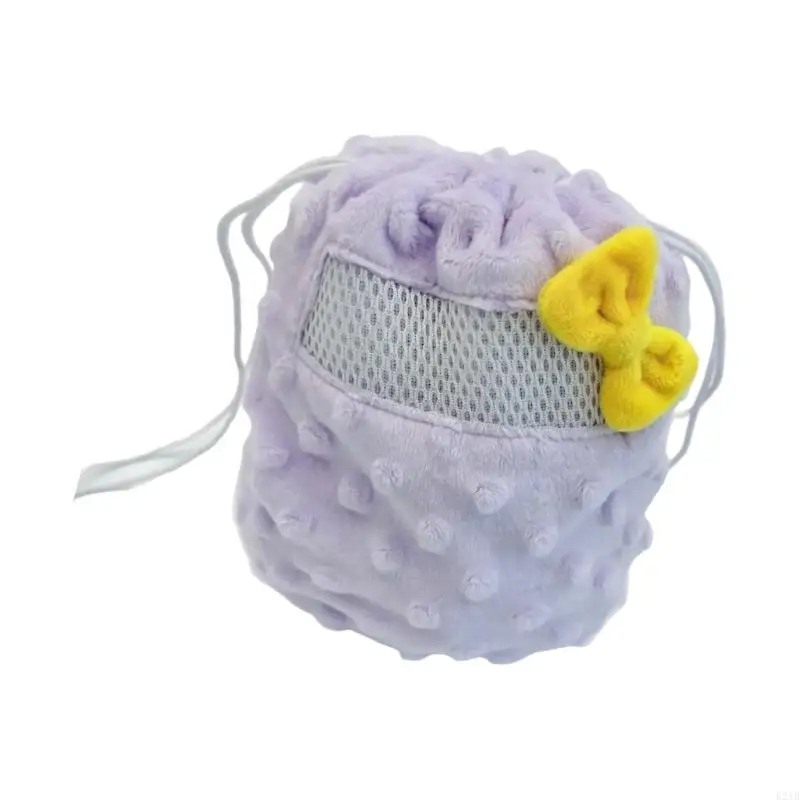 Comfortable Hamster Carriers Bag Soft Warm Space for Small Pet Drawstring Plush Carry Bag with Bowknot Decors for Travel 