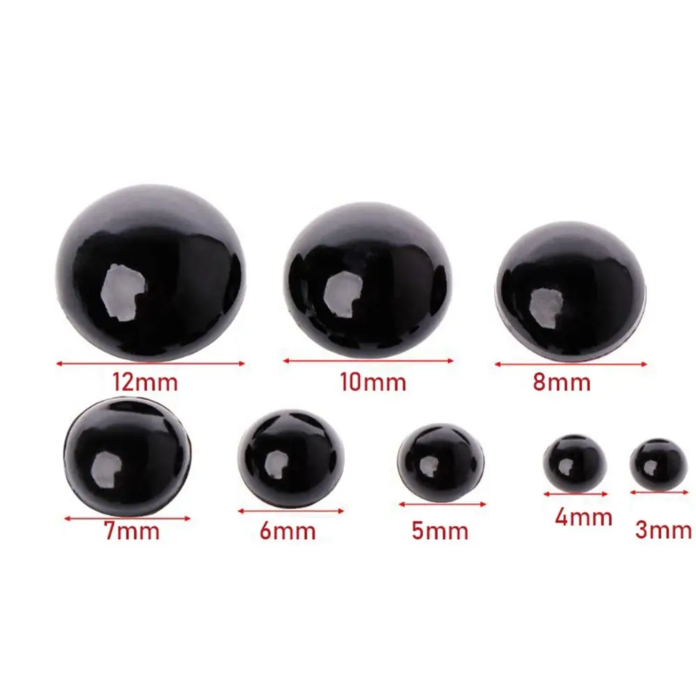 Black Plastic Safety Eyes for Bear Doll, Animal Puppet Crafts, crianças Baby Kids, DIY Toys, Bears, Needle Felting, 3-12mm, 100Pcs