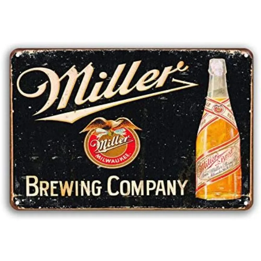 CIFbuy Vintage Miller Brewing Sign Aluminum Wall Art 12x16 Inch Waterproof Durable Metal Decor for Home Bar Man Cave Garage  （