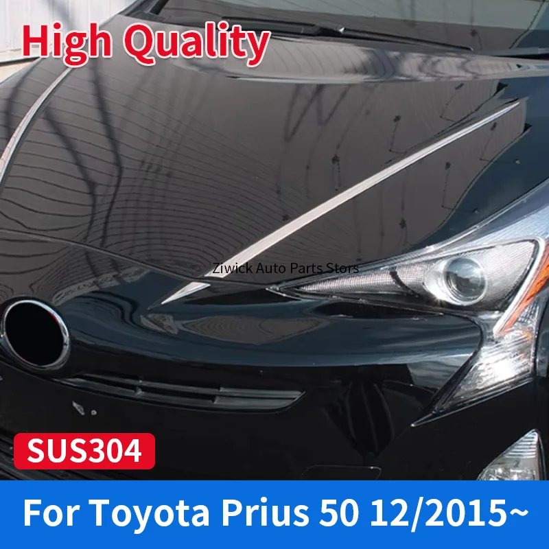 

High Quality Stainless Steel Car Styling Chrome 4 PCS Hood Garnish Trim for Toyota Prius 50 12/2015 2016 External Accessories