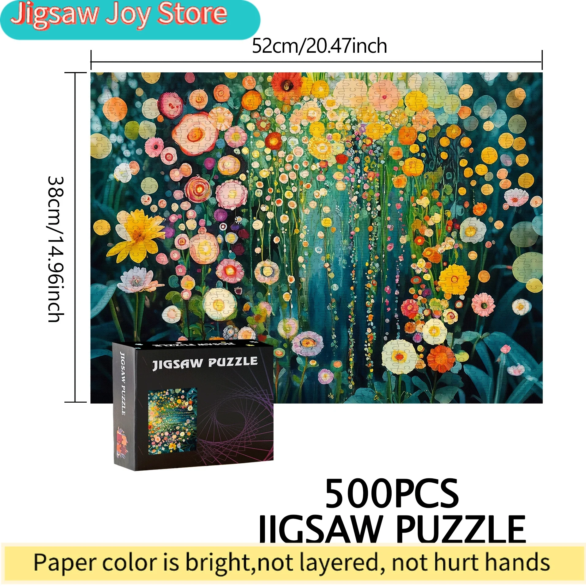 

500pcs or 1000pcs Flower & Puzzle Pieces Suitable for Family - Portable Intermediate Challenge Brain with Flower-Themed Box -