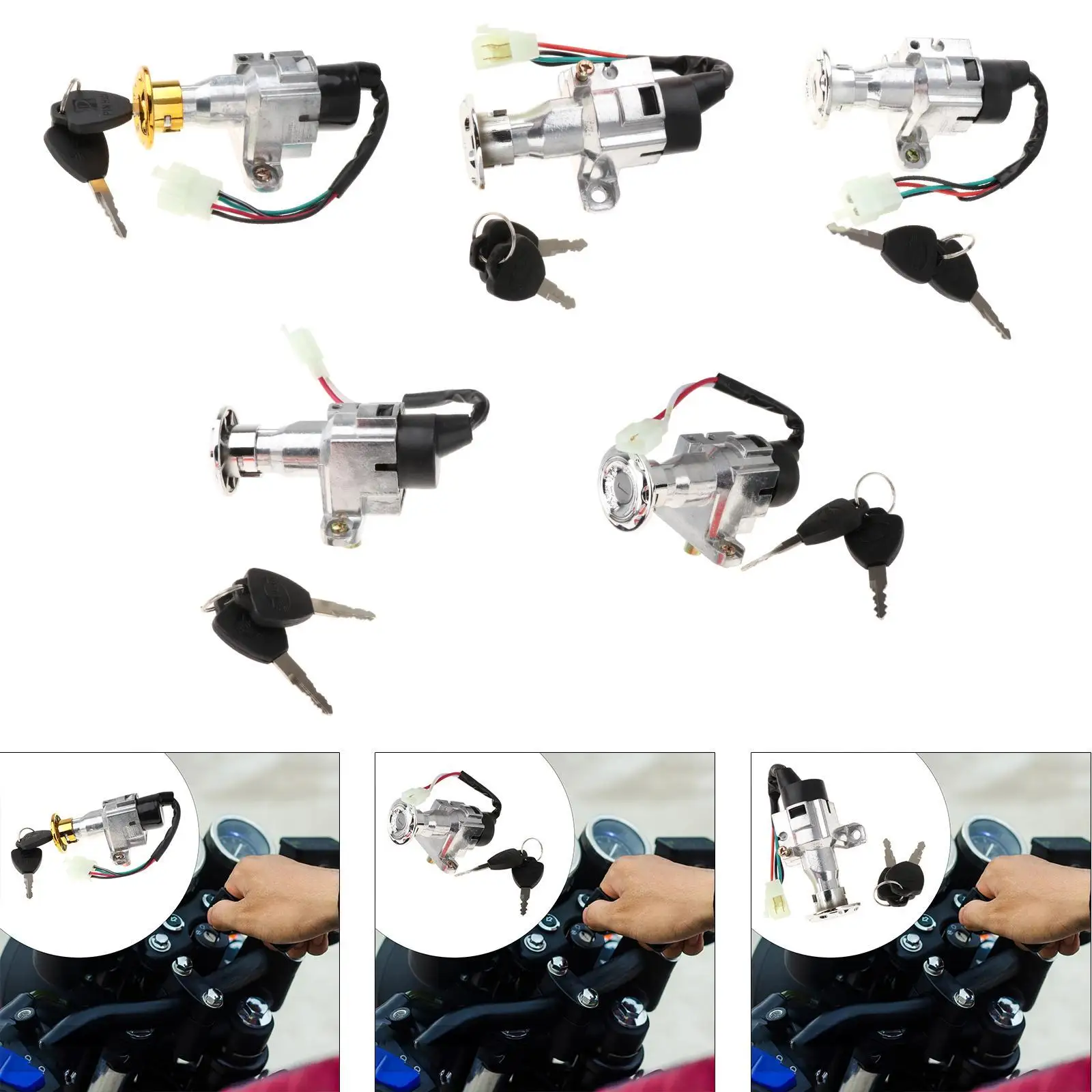 Motorcycle Mini Lock Durable Metal Ignition Switch Key Lock for Electric Bike Moped Secure Installation