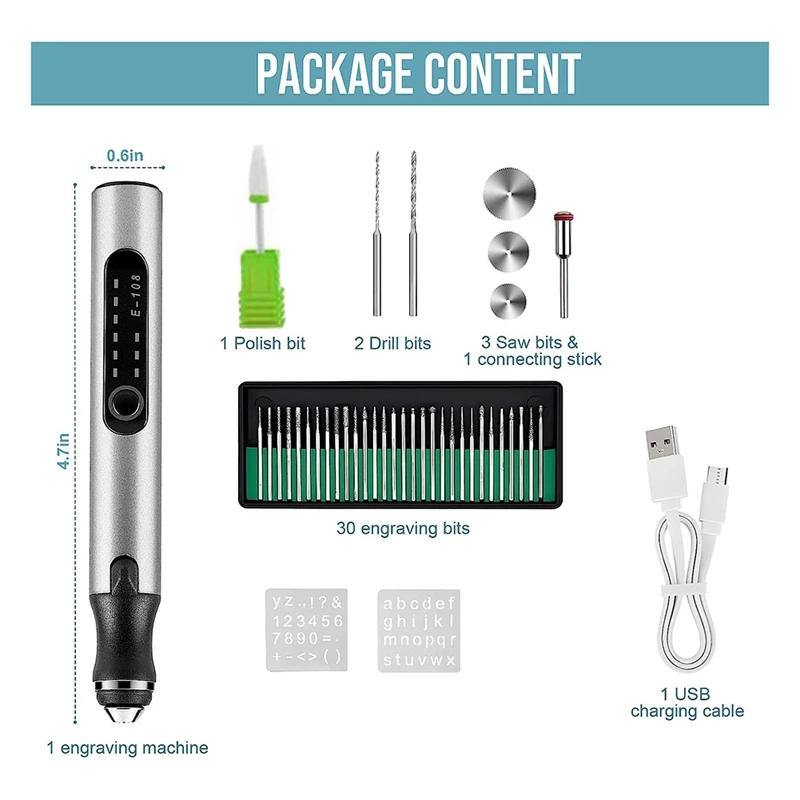 Penna per incisione elettrica USB ricaricabile macchina per incisione Cordless portatile fai da te incisore argento per gioielli pietra di legno