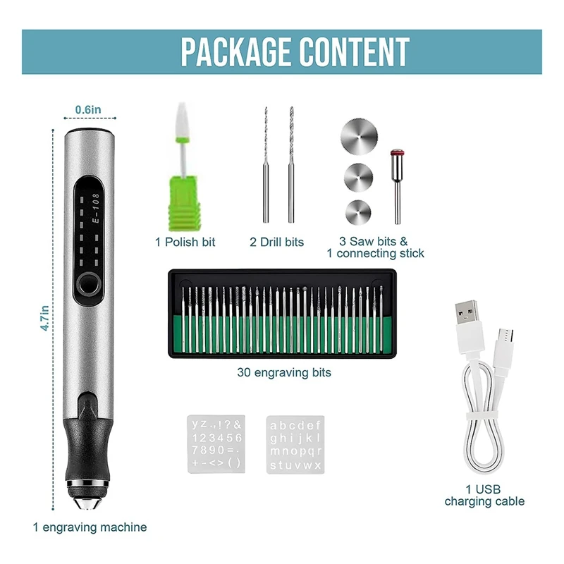 Imagem -04 - Usb Recarregável sem Fio Gravura Elétrica Caneta Máquina Portátil Faça Você Mesmo Prata Jóias Madeira Pedra