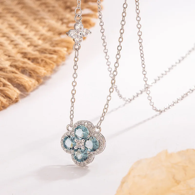 925 فضة محظوظ أربع أوراق البرسيم قلادة قلادة للنساء المختنق سلسلة الزفاف حفلة خطوبة مجوهرات هدية