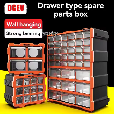 DGEV 2/4 Multi-grid Drawer Parts Box Wall-mounted Screw Classification Component Box Electronic Components Storage Toolbox