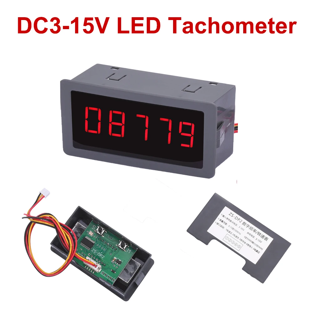 

DC 3-15V LED Tachometer 5-Digit RPM Speed Meter for Lathe Conveyor Belt Quality Inspection Machines Speed Frequency Test