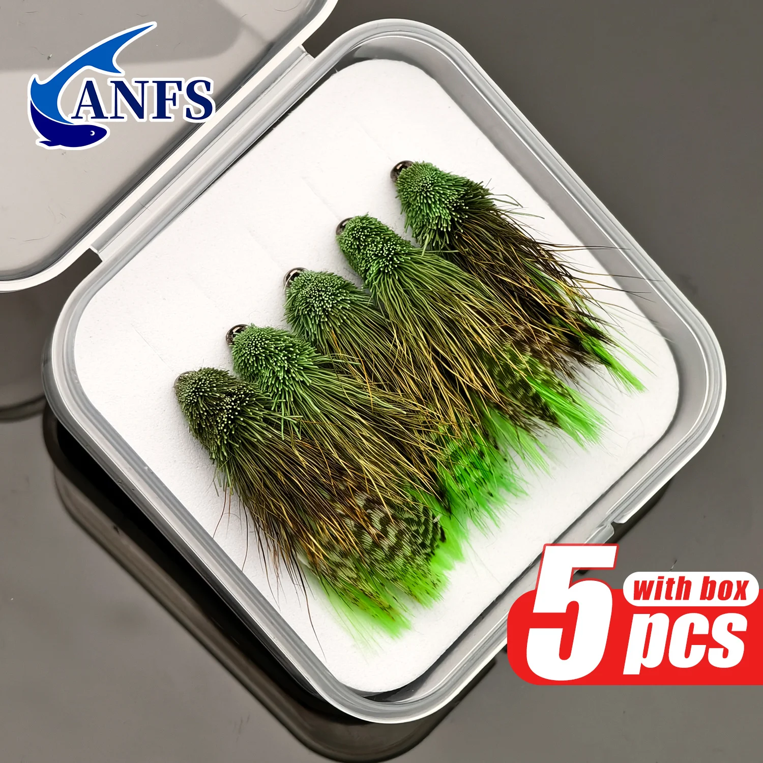 ANFS 5 señuelos de pesca con mosca de saltamontes, cebos artificiales para insectos para trucha, perca y azulegill, moscas húmedas, regalo de pesca para pescador - imagen 3