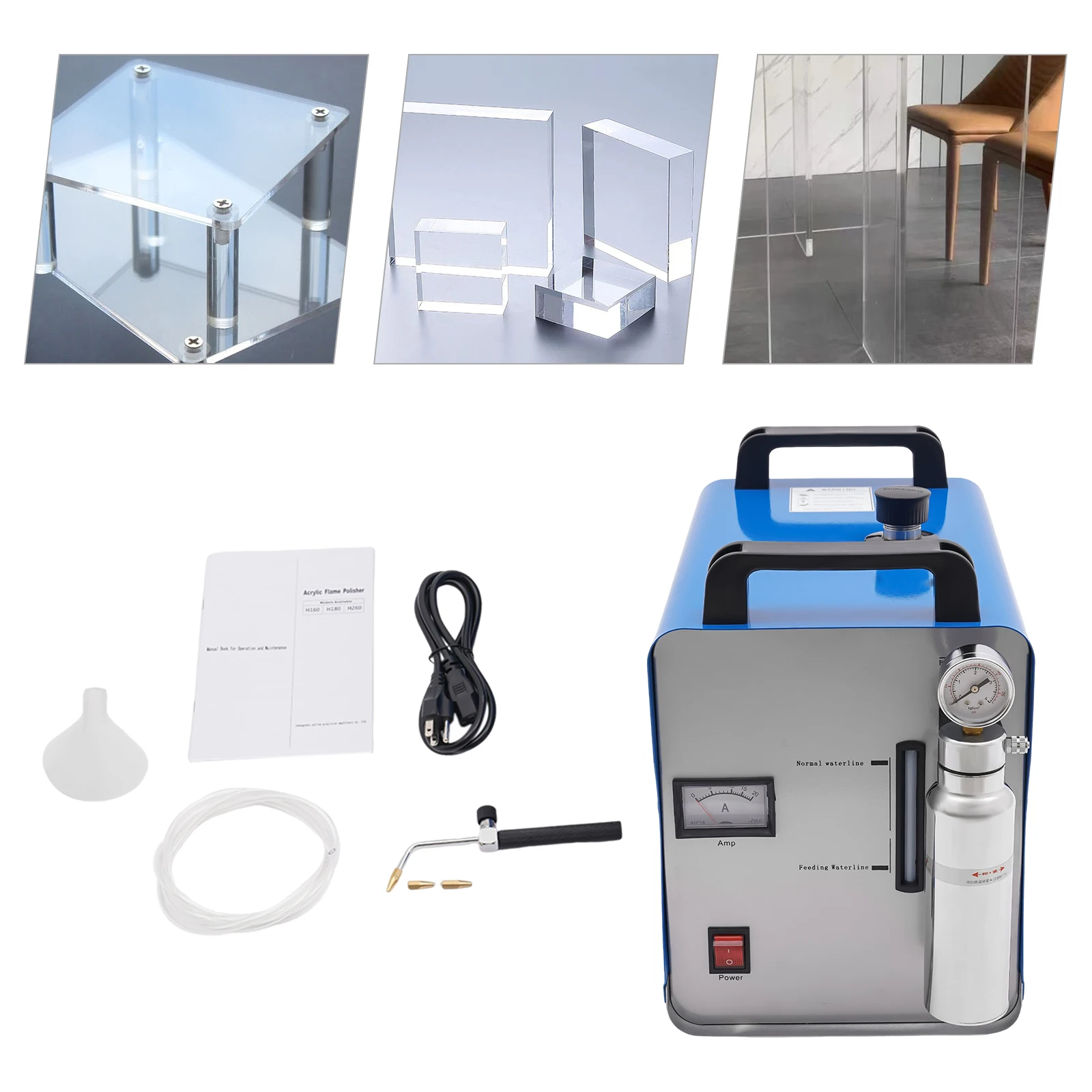 220V 75L/95L Oxygen Hydrogen Water Flame Torch Polisher HHO Acrylic Welder Machine