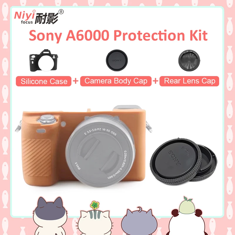 Custodia in Silicone per Sony A6000 ILCE-6000L TPU fotocamera morbida in gomma siliconica per Sony ILCE-6000 con cappuccio posteriore dell'obiettivo del cappuccio del corpo della fotocamera