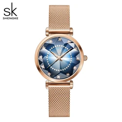 Shengke-relojes de cuarzo de lujo para Mujer, pulsera femenina de moda, envío directo