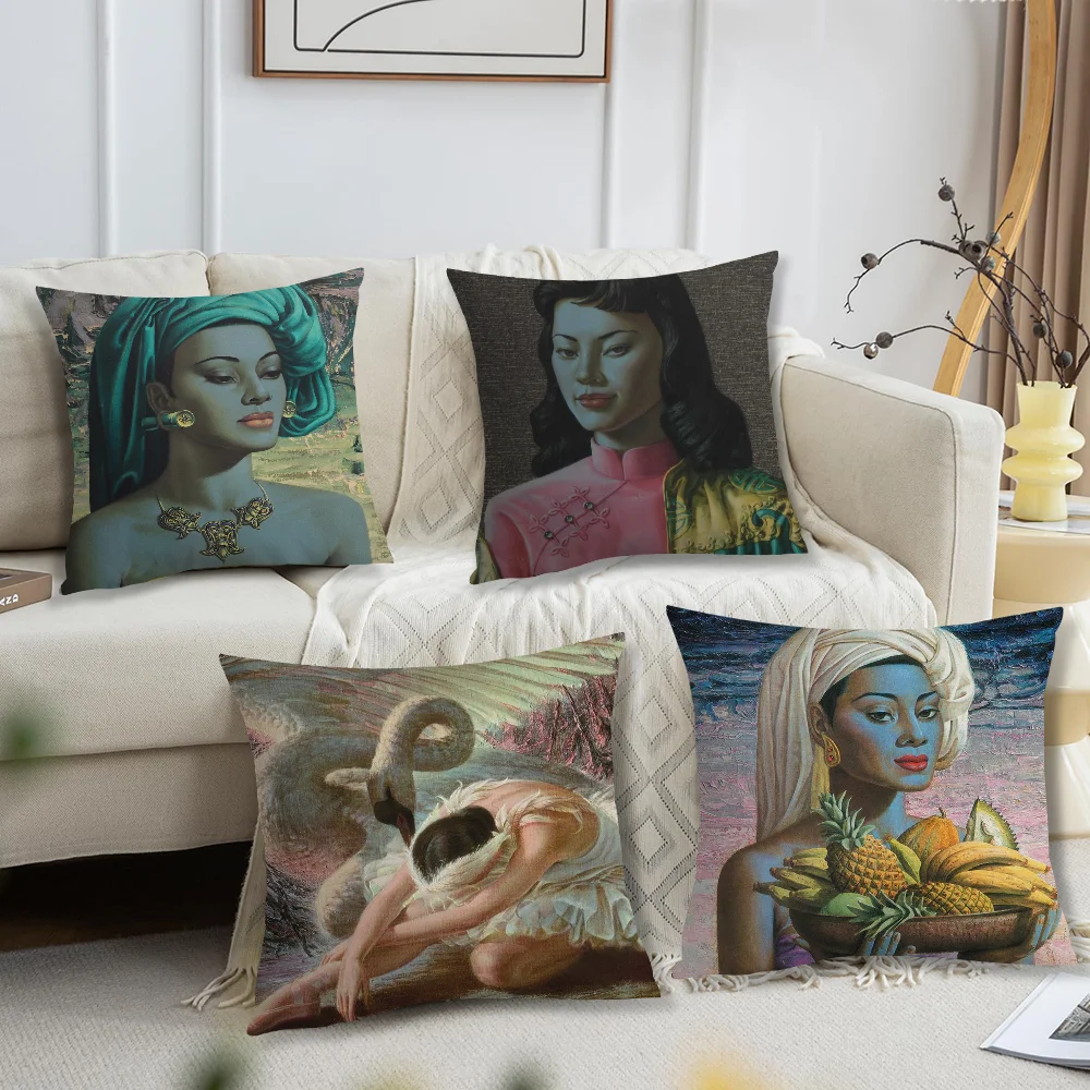 Art V-VladimirS T-Tretchikoff cushion cover Accessories Square Cushion Room Bedroom Headboard Sofa Living Backrest Car Nap Time