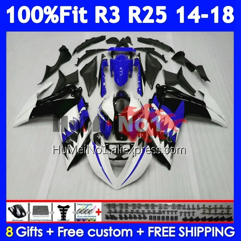 Body For YAMAHA YZF R3 R25 R 3 YZF-R3 YZFR25 373No.153 YZF-R25 YZFR3 2014 2015 2016 2017 2018 14 15 Shark blue 16 17 18 Fairing