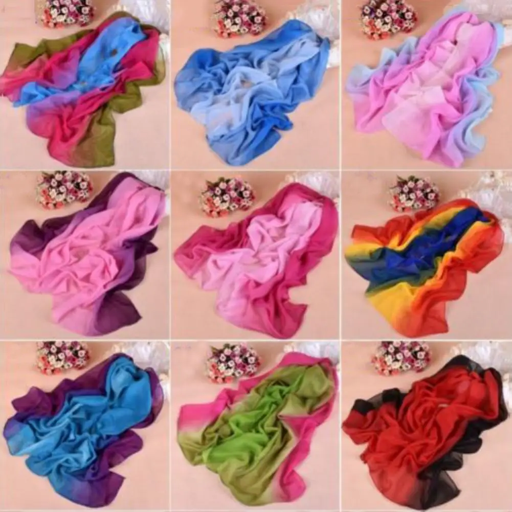 1Pc Practical Silk Scarf Skin-friendly Light Weight Women Shawl Portable Soft Material Women Chiffon Scarves for Daily Wear