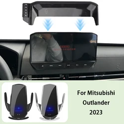 Car Phone Holder Screen Panel Fixed Base For Mitsubishi Outlander 2023 Car Mobile Phone Wireless Charging Mount Accessories