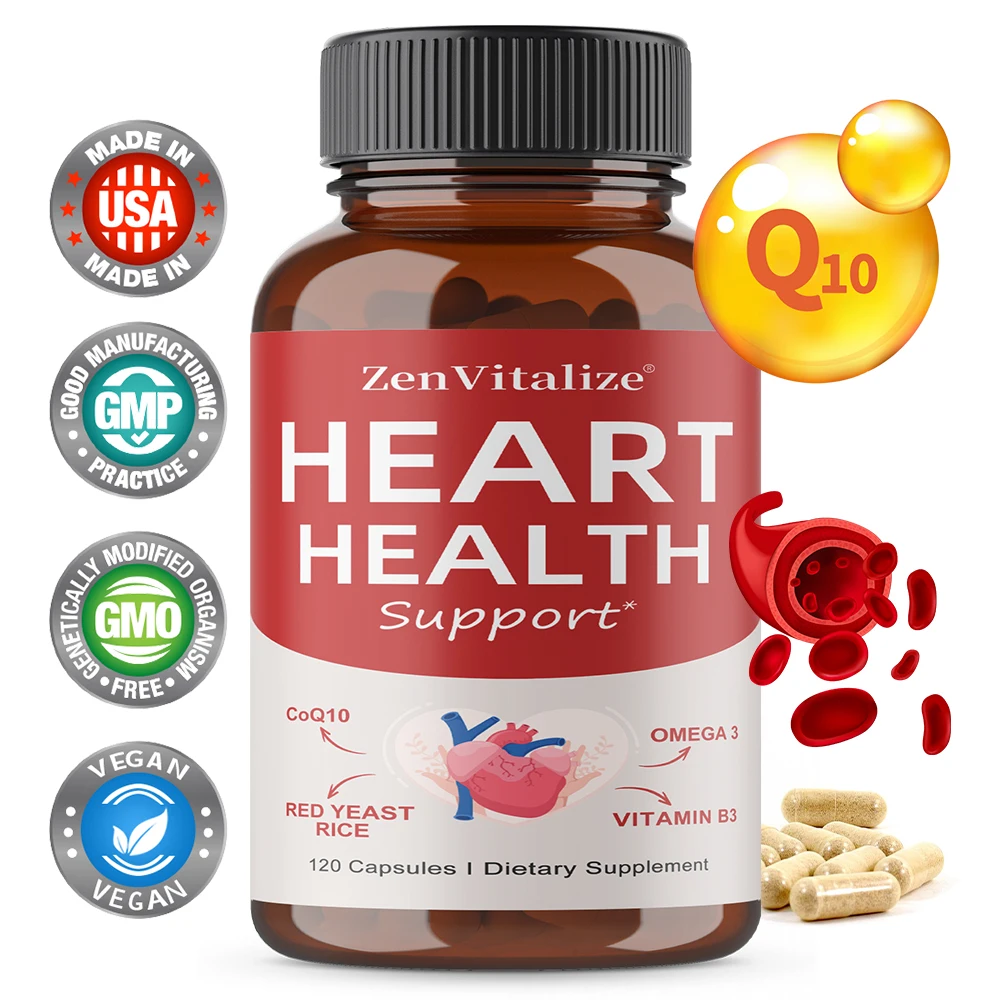 

Red Yeast Rice 1200mg with CoQ10 + Omega 3 for Healthy Cholesterol Support ,Heart Health Support,Non-GMO, Gluten-Free
