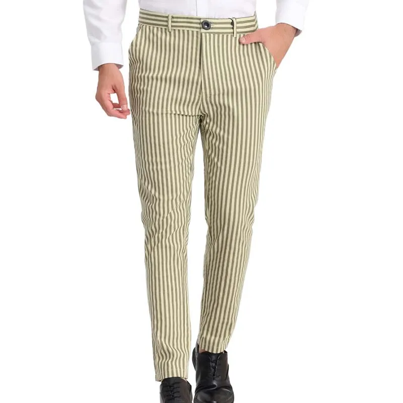 Men\'s Pants 2024 SpringNew Quality Slim Fit Striped Decoration Fashionable Casual Pants Men\'s Clothing Formal Full-Length Pants