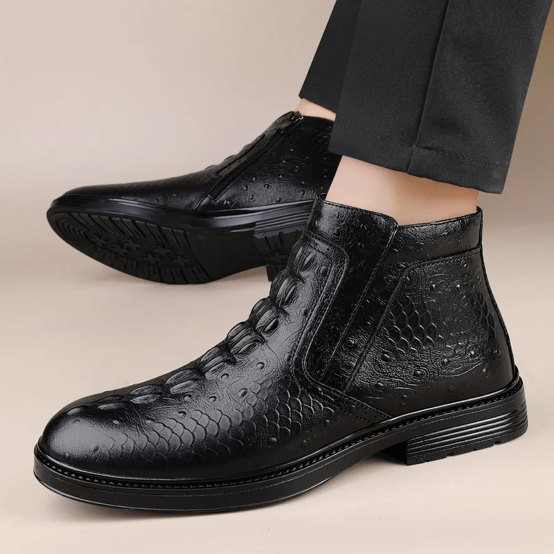 

Luxury Brand Genuine Leather Boots Fashion High Top Casual Business Chelsea Boots High-quality Comfortable Anti Slip Men's Boots