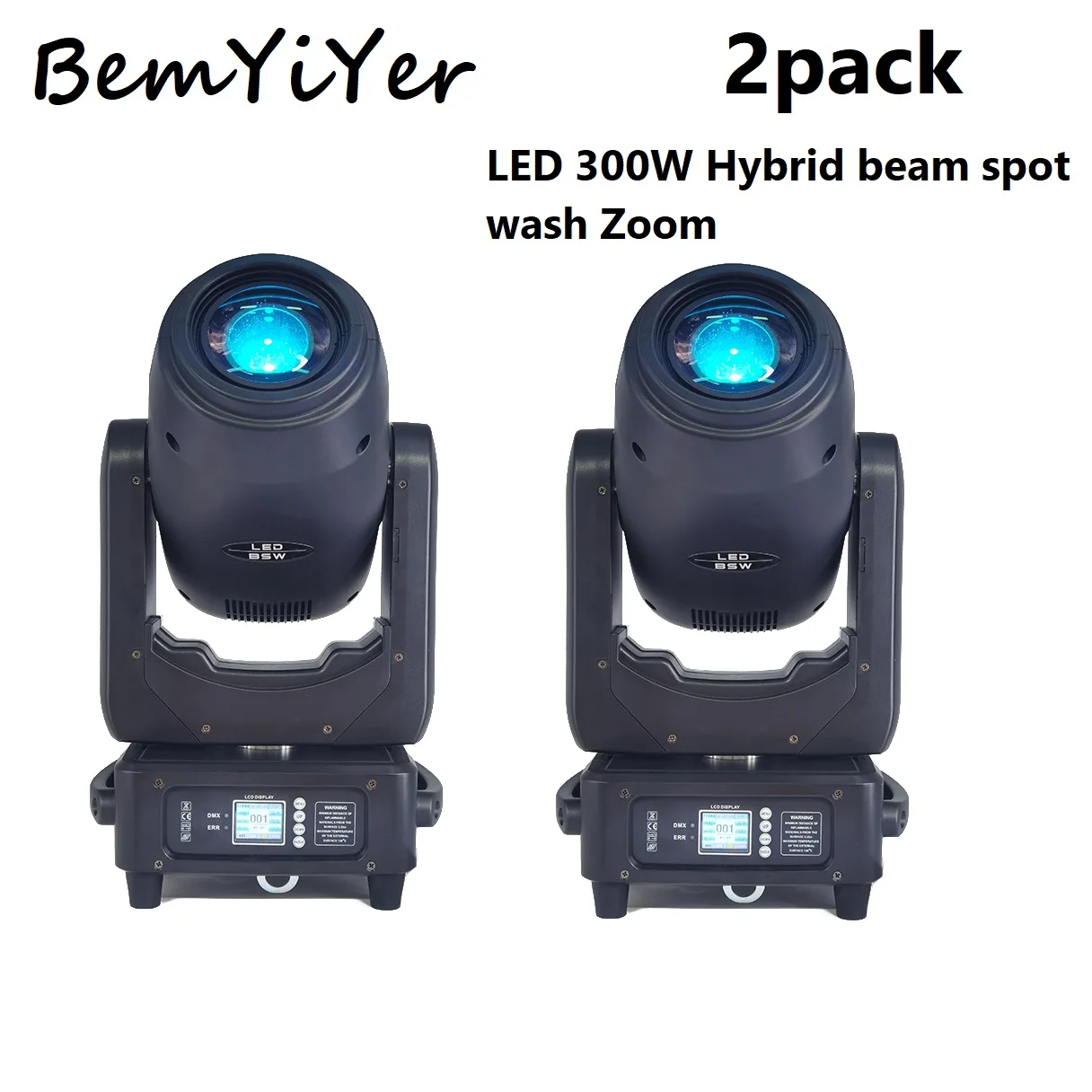 

BemYiYer 2pack 250W LED Zoom hybrid beam spot wash 3in1 moving head DMX stage church theater lighting DJ event nightclub light