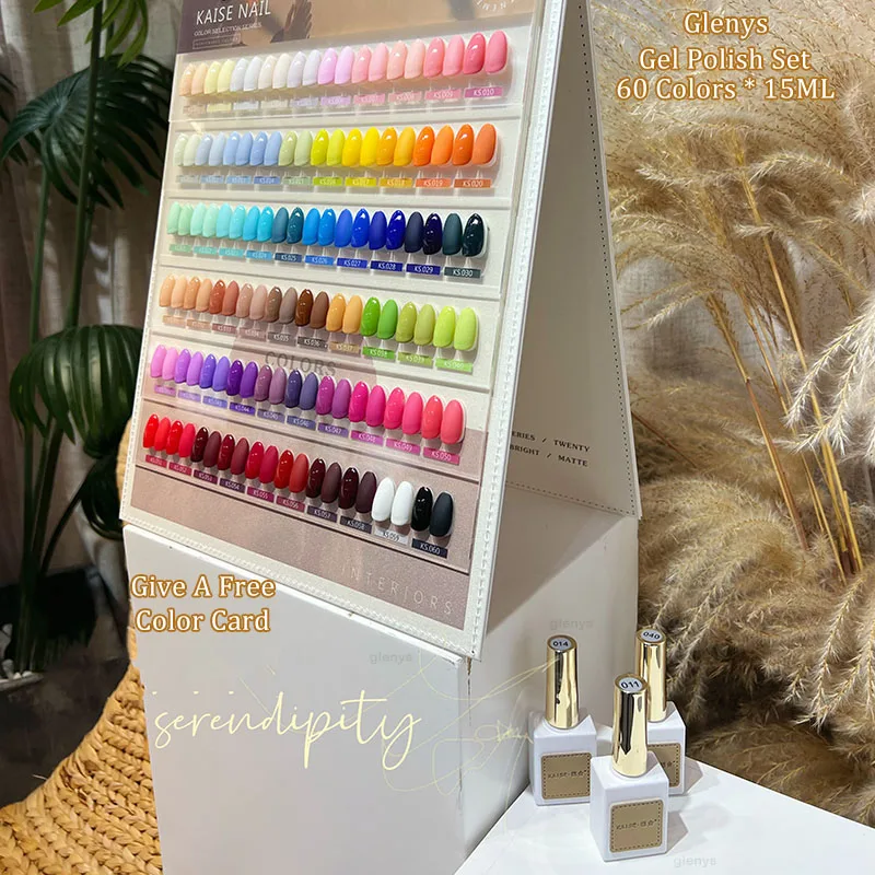 Glenys New 60 Color gel nail polish Set Color Flipping Color Card Mixed Varnish gel UV LED Soaked Semi permanent Nail Wholesale