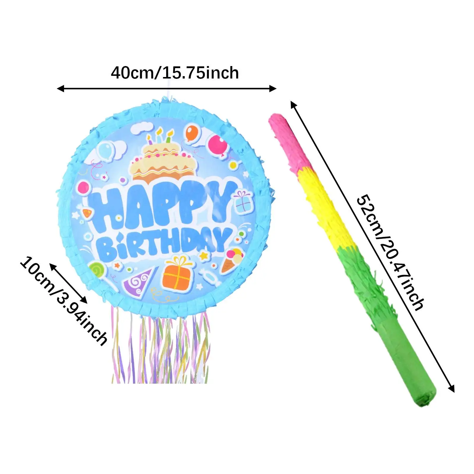 Pull String Pinata Sweets Multicolored Refillable Birthday Party Supplies for Holiday Celebration Baby Shower Birthday Festive view 6