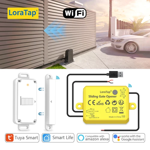 LoraTap Interruptor abrepuertas de garaje deslizante WiFi Motor Smart Life Google Home Eléctrico Tuya Automatización Controlador de cerradura deslizante