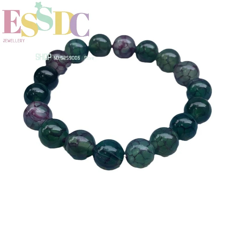 Exquisite jewelry green dragon pattern agate chalcedony mesh bracelet for men and women for daily wear view 6