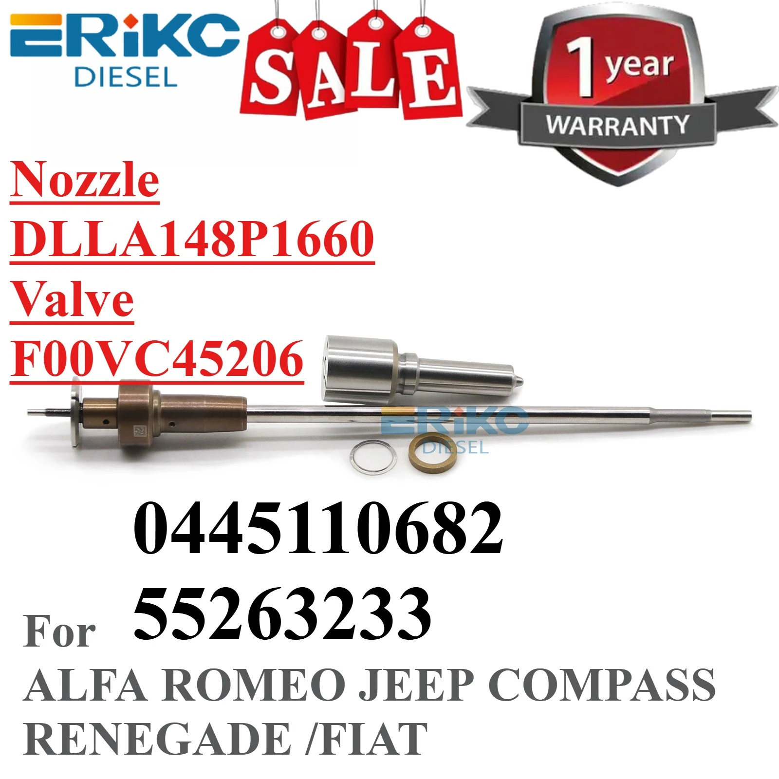 0445110682 55263233 Diesel Injector Nozzle DLLA148P1660 Valve F00VC45206 For ALFA ROMEO JEEP COMPASS RENEGADE /FIAT New