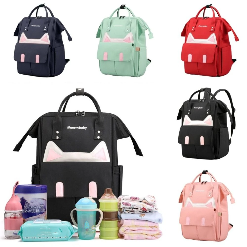 Oxford Cloth Cat Ear Mommy Backpack Large Capacity Multifunctional Baby Diaper Bag Anti Splash Water Portable Mommy Shoulder Bag