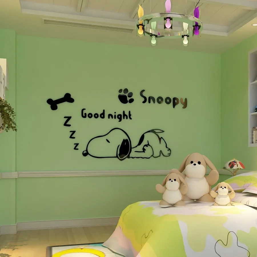 Snoopy Wall Sticker 3D Home Stickers Cartoon Cute Anime Decoration Pasting Ornament Bedroom Accessories Children Kids Room Decor