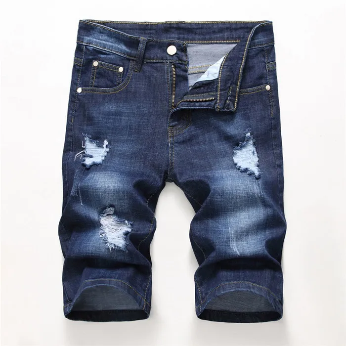 Sommer Denim Shorts Männer Mode Loch Jean Shorts Bermuda Skate Board Harem Herren Jogger Ankle Ripped Welle Knie Länge Plus Größe